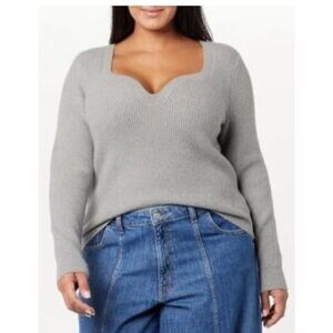 The Drop Women's Gray V-Neck‎ Sweater